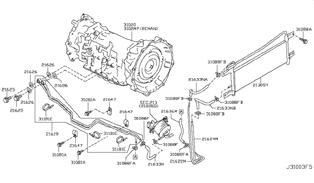 2018 Infiniti QX80 Transmission Assembly - Automatic Diagram for 31020-X053A