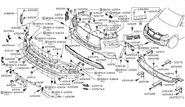 2018 Infiniti QX80 Front Bumper Diagram 3