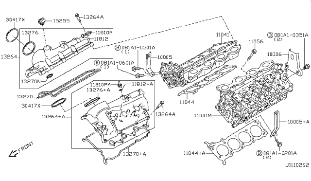 2016 Infiniti QX80 Cylinder Head LH Diagram for 11090-EZ33A