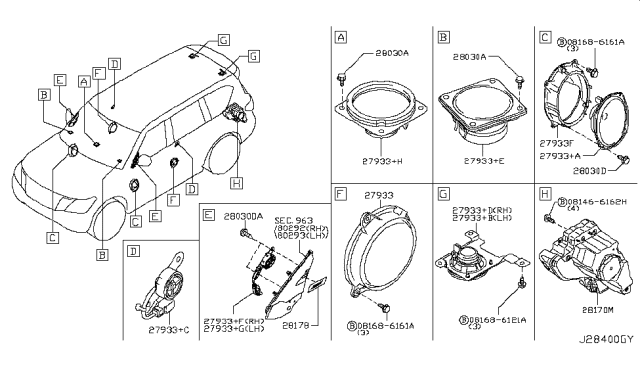 2018 Infiniti QX80 Speaker Unit Diagram for 281G1-1LX0A