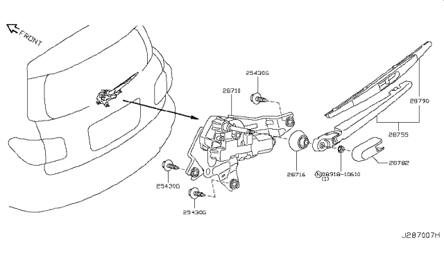 2018 Infiniti QX80 MOTR Re W/WIPER Diagram for 28710-1ZR0A