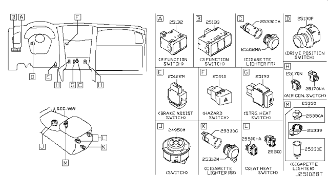 2014 Infiniti QX80 Switch Assembly-G Diagram for 25535-1LA1C