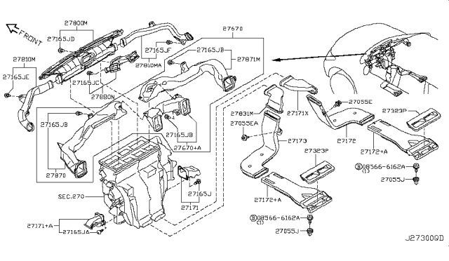 2018 Infiniti QX80 Nozzle & Duct Diagram 1