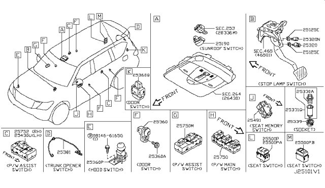 2011 Infiniti QX56 Screw Diagram for 25365-6N000