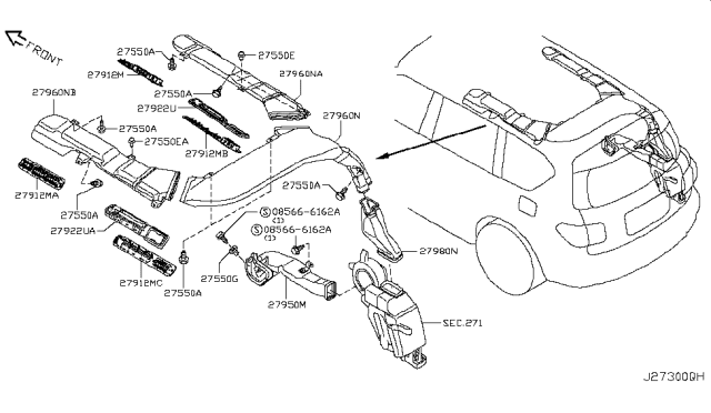 2015 Infiniti QX80 Nozzle & Duct Diagram 4