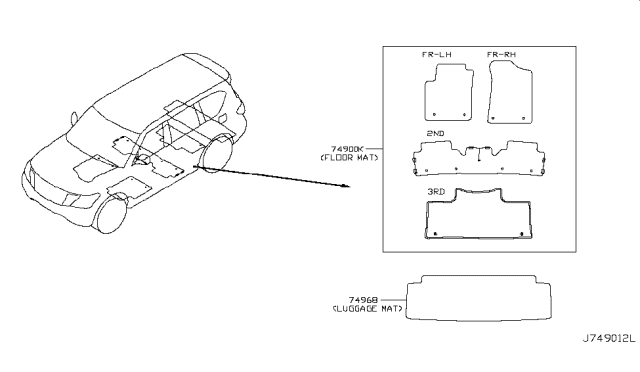 2019 Infiniti QX80 Carpet-Luggage Diagram for G4911-1A60B