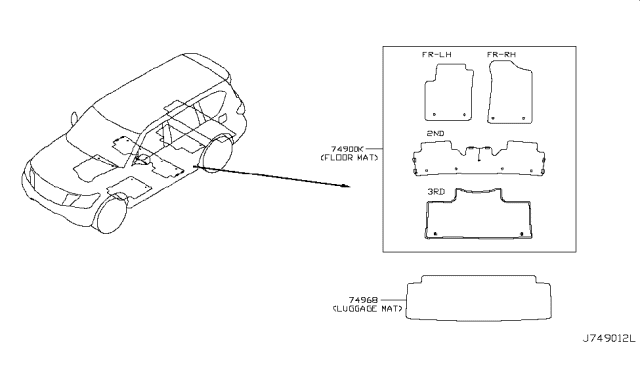 2019 Infiniti QX80 Carpet Set - Floor Diagram for G4910-1A64A