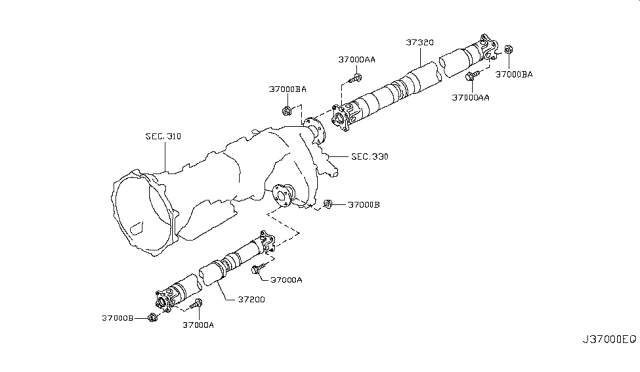 2011 Infiniti QX56 PROPELLER Shaft Diagram for 37200-5X00A