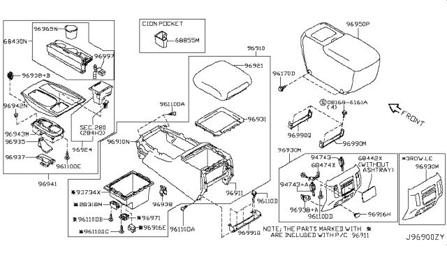 2012 Infiniti QX56 Console Box Diagram 3