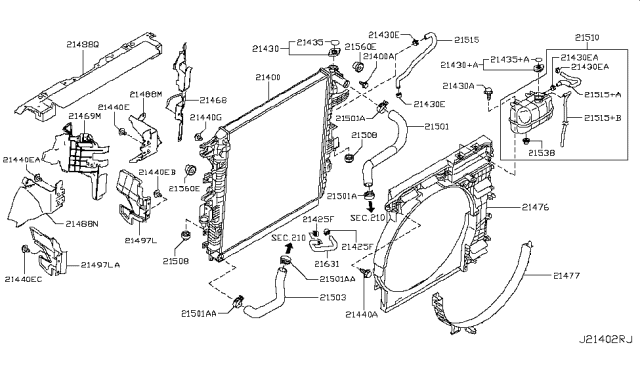 2015 Infiniti QX80 Hose-RESERVER Tank Diagram for 21741-1LA0A