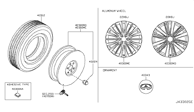 2019 Infiniti QX80 Road Wheel & Tire Diagram 3