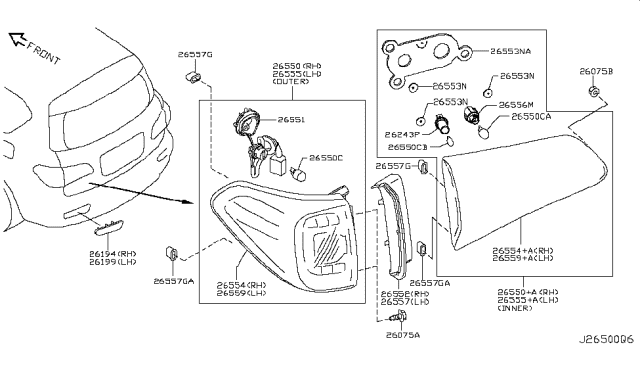 2012 Infiniti QX56 Rear Combination Lamp Diagram 2