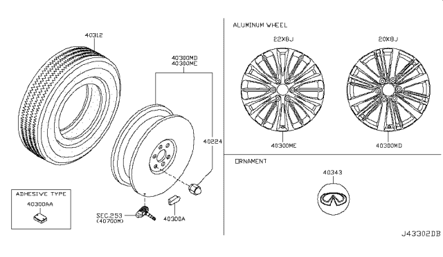 2019 Infiniti QX80 Aluminum Wheel Diagram for D0300-6GW5A