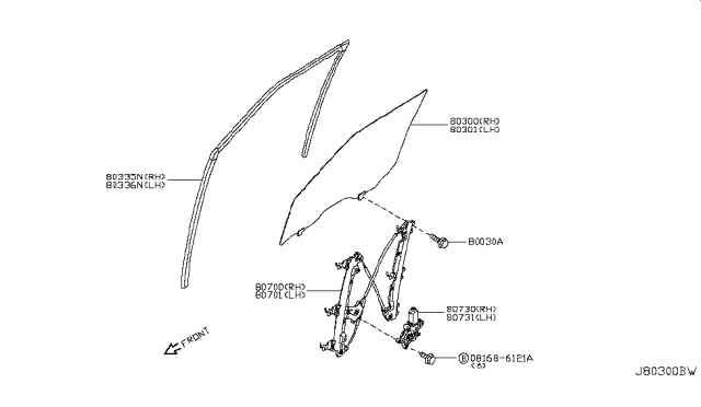 2012 Infiniti QX56 Front Door Window & Regulator Diagram