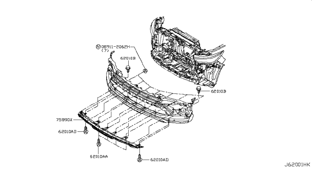 2018 Infiniti QX80 Front Bumper Diagram 4