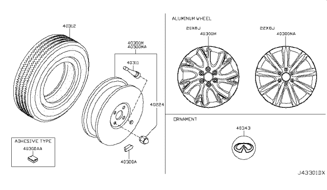 2014 Infiniti QX80 Aluminum Wheel Diagram for D0300-1A70C