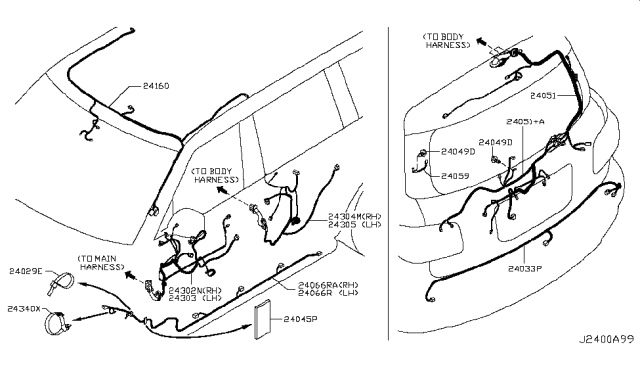 2014 Infiniti QX80 Harness-Room Lamp Diagram for 24060-3ZD0B