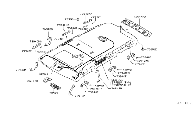 2012 Infiniti QX56 Roof Trimming Diagram 1