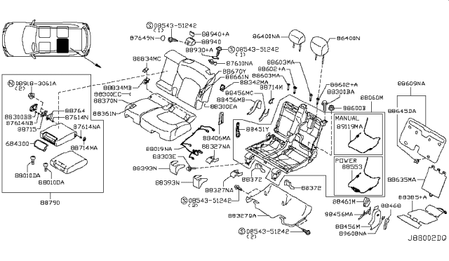 2019 Infiniti QX80 Rear Seat Diagram 2