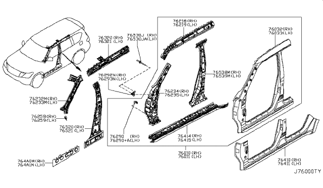 2011 Infiniti QX56 Bracket Assy-Front Pillar Lower LH Diagram for 76259-1LA0A