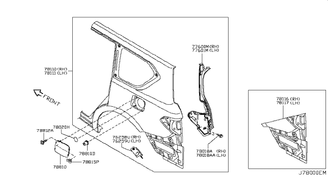 2013 Infiniti QX56 Rear Fender & Fitting Diagram