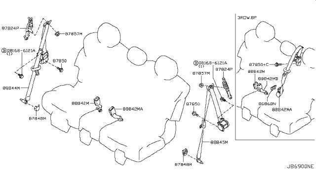 2014 Infiniti QX80 Rear Seat Belt Diagram 1