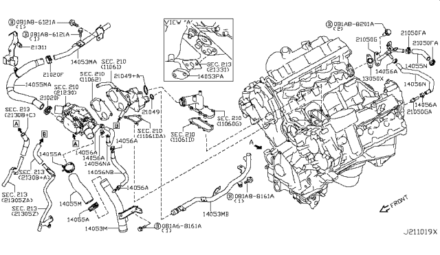 2016 Infiniti QX80 Water Hose & Piping Diagram 2