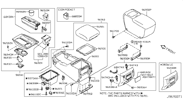 2012 Infiniti QX56 Console Box Diagram 1