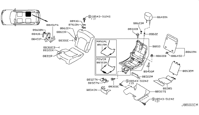 2012 Infiniti QX56 Rear Seat Diagram 8