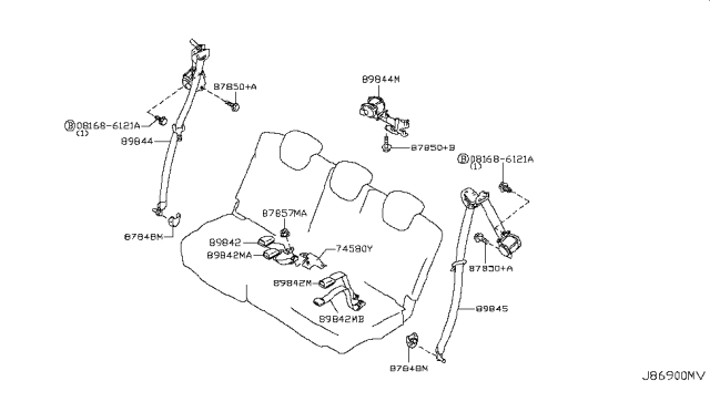 2016 Infiniti QX80 Rear Seat Belt Diagram 2