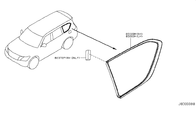 2017 Infiniti QX80 Glass Assy-Side Window,LH Diagram for 83301-5ZA0A