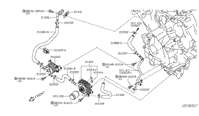 2012 Infiniti QX56 Clamp Diagram for 16439-7S01C