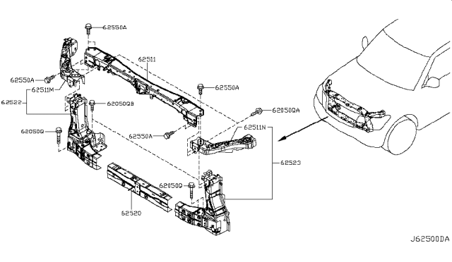 2014 Infiniti QX80 Front Apron & Radiator Core Support Diagram