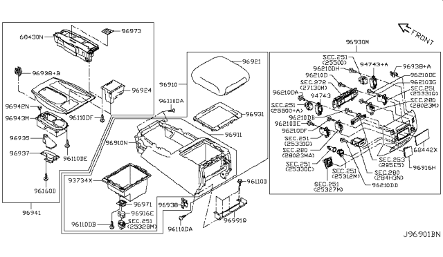 2017 Infiniti QX80 Finisher-A/T Indicator,Console Diagram for 96941-5ZM2A