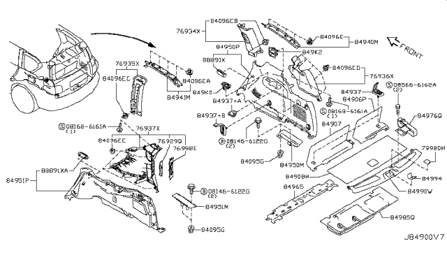 2013 Infiniti QX56 Trunk & Luggage Room Trimming Diagram 1