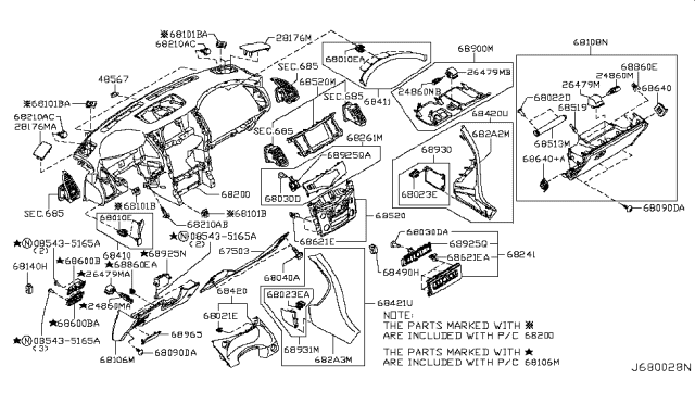 2019 Infiniti QX80 Instrument Panel,Pad & Cluster Lid Diagram 2