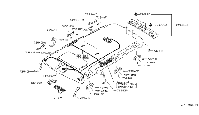 2018 Infiniti QX80 Assist Grip Assy Diagram for 73940-1LA1B