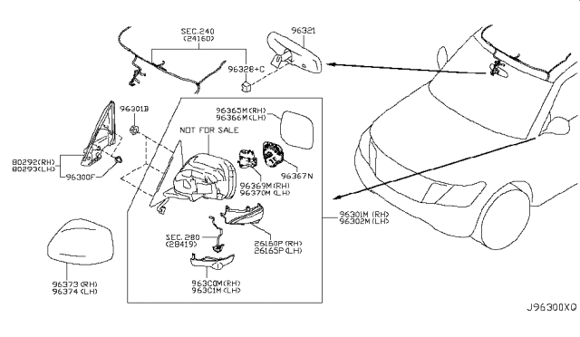 2018 Infiniti QX80 Inside Mirror Body Cover, Left Diagram for 96374-1ZR0A