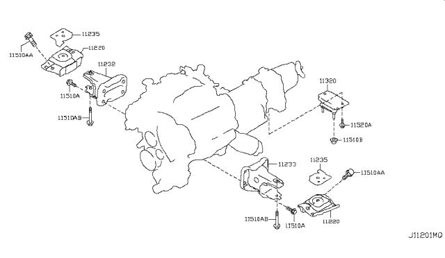 2012 Infiniti QX56 Engine & Transmission     Mounting Diagram 2