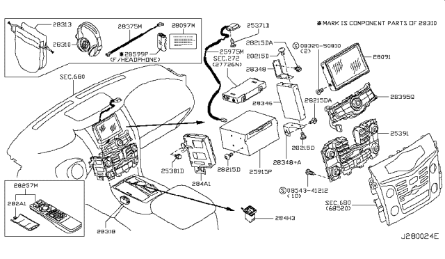 2014 Infiniti QX80 Connector-Aux ADUIO System Diagram for 284H3-1FA0B