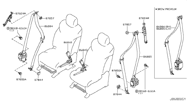 2011 Infiniti QX56 Front Seat Belt Diagram