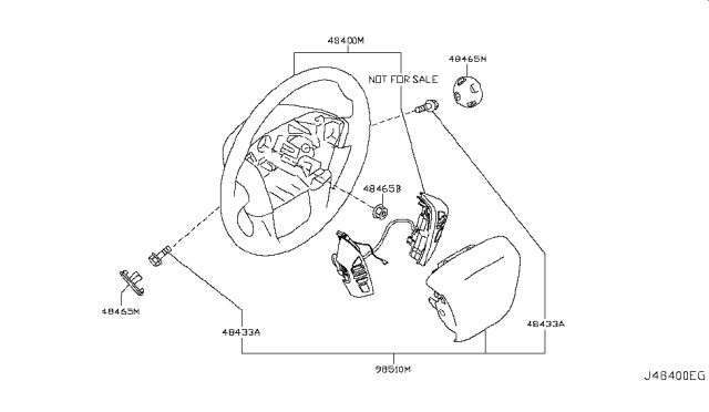 2019 Infiniti QX80 Less Pad Steering Wheel Assembly Diagram for 48430-6GW2A