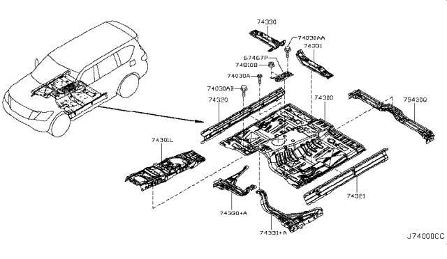 2012 Infiniti QX56 Floor Panel Diagram