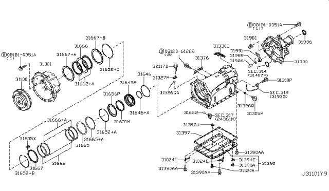 2012 Infiniti QX56 Torque Converter,Housing & Case Diagram 2