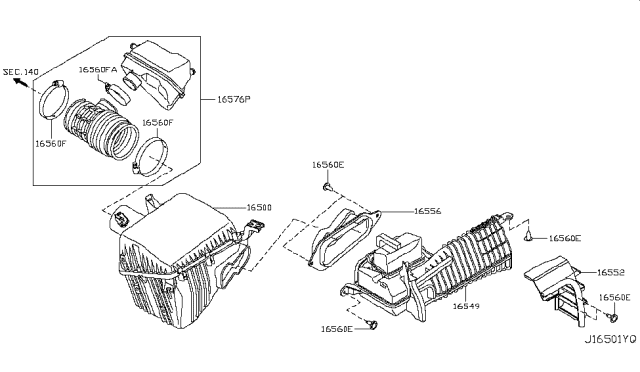 2015 Infiniti QX80 Pipe Assembly Air Diagram for 16576-1LA0A