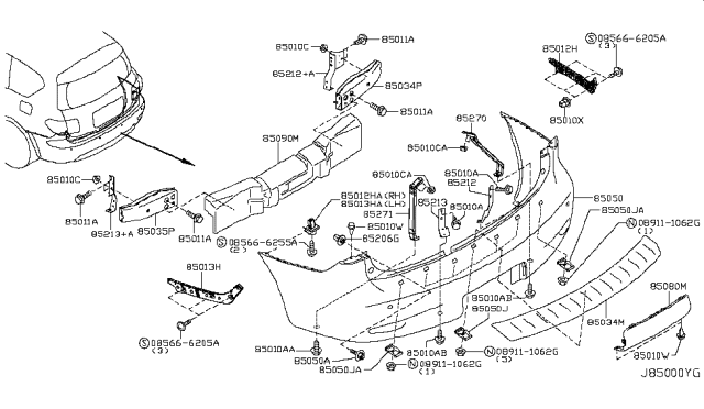 2017 Infiniti QX80 Rear Bumper Diagram 1