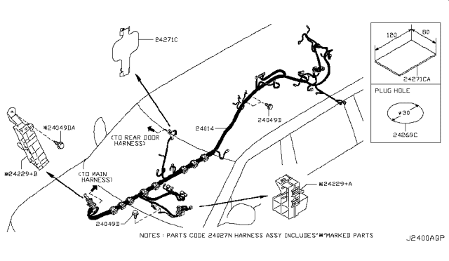 2015 Infiniti QX80 Harness-Body Diagram for 24014-3ZD0A