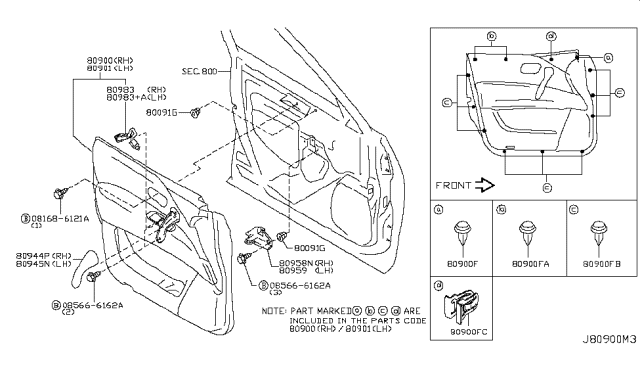 2012 Infiniti QX56 Bracket-Front Door Grip,Lower LH Diagram for 80959-1V80A