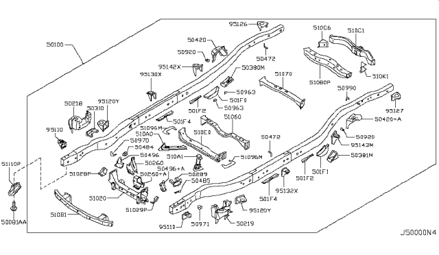 2013 Infiniti QX56 NRKT-Cab Mounting, 4TH LH Diagram for 95143-1LA0A