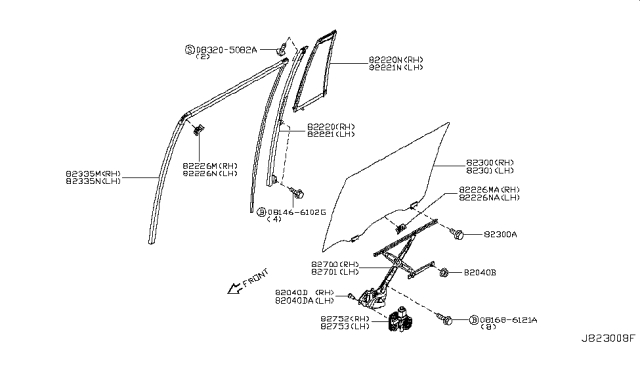 2011 Infiniti QX56 Rear Door Window & Regulator Diagram